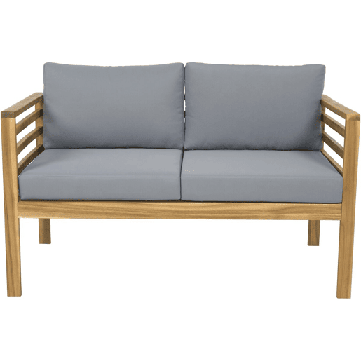 Conjunto de mobiliário de jardim em madeira Beckham com almofadas - 4 lugares - Cinzento