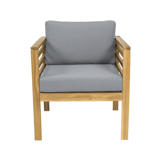 Conjunto de mobiliário de jardim em madeira Beckham com almofadas - 4 lugares - Cinzento