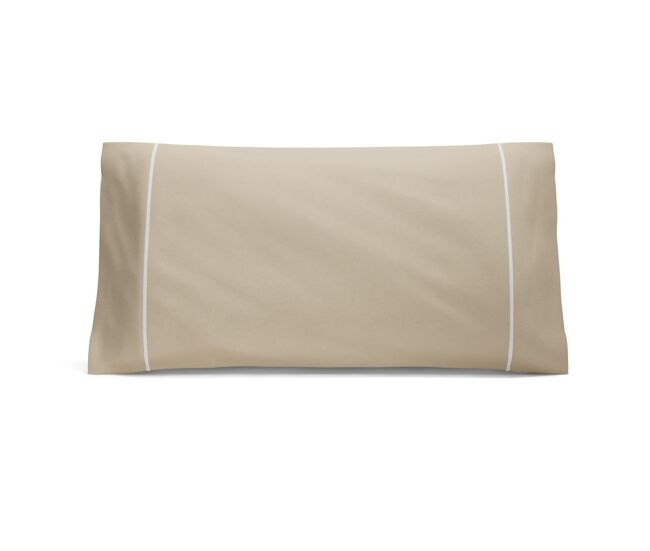 Funda de almohada nalui beig 100% algodón 180 hilos, suave, fresca, transpirable, lavable a 30ºc