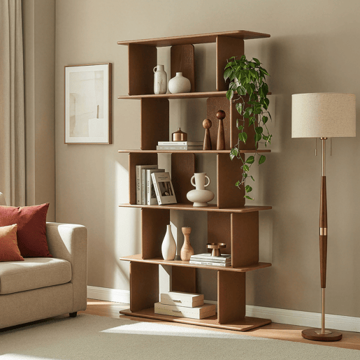 Librería Gäljami 5 compartimentos abiertos 180x100x35cm - Nogueira en.casa