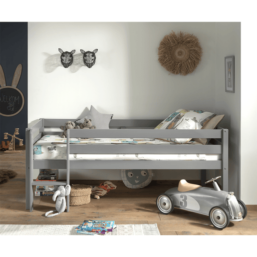 Cama de meia altura 90x200 base de ripas incluída Vipack Pino Cinzento