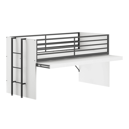 Cama de meia altura 90x200 base de ripas incluída Vipack Sam Branco