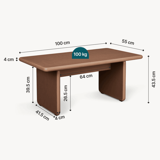 Mesa de centro Gäljami rectangular 100x55x44 cm Efeito nogueira en.casa