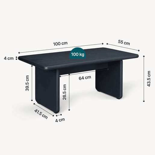 Mesa de centro Gäljami rectangular 100x55x44 cm Preto en.casa