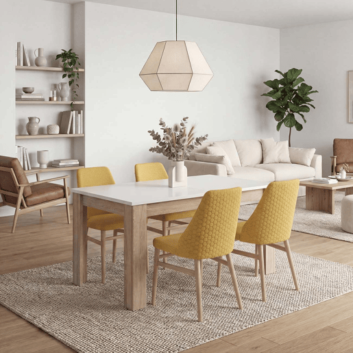 Mesa de jantar extensível 140-190x90 cm Sira Roble Canadian - Blanco Artik (Blanco Mate) 190 x 78 x 90 cm