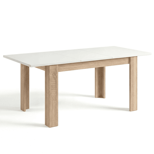 Mesa de jantar extensível 140-190x90 cm Sira Roble Canadian - Blanco Artik (Blanco Mate) 190 x 78 x 90 cm