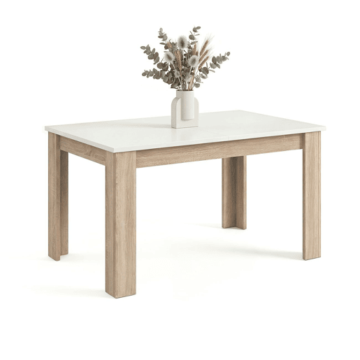 Mesa de jantar extensível 140-190x90 cm Sira Roble Canadian - Blanco Artik (Blanco Mate) 190 x 78 x 90 cm