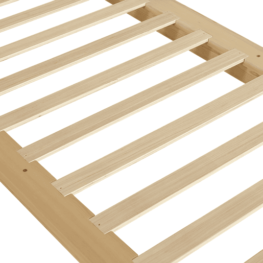 Cama individual 90x200 cm - cabeceira acolchoada, estrado estável, pés largos - natural