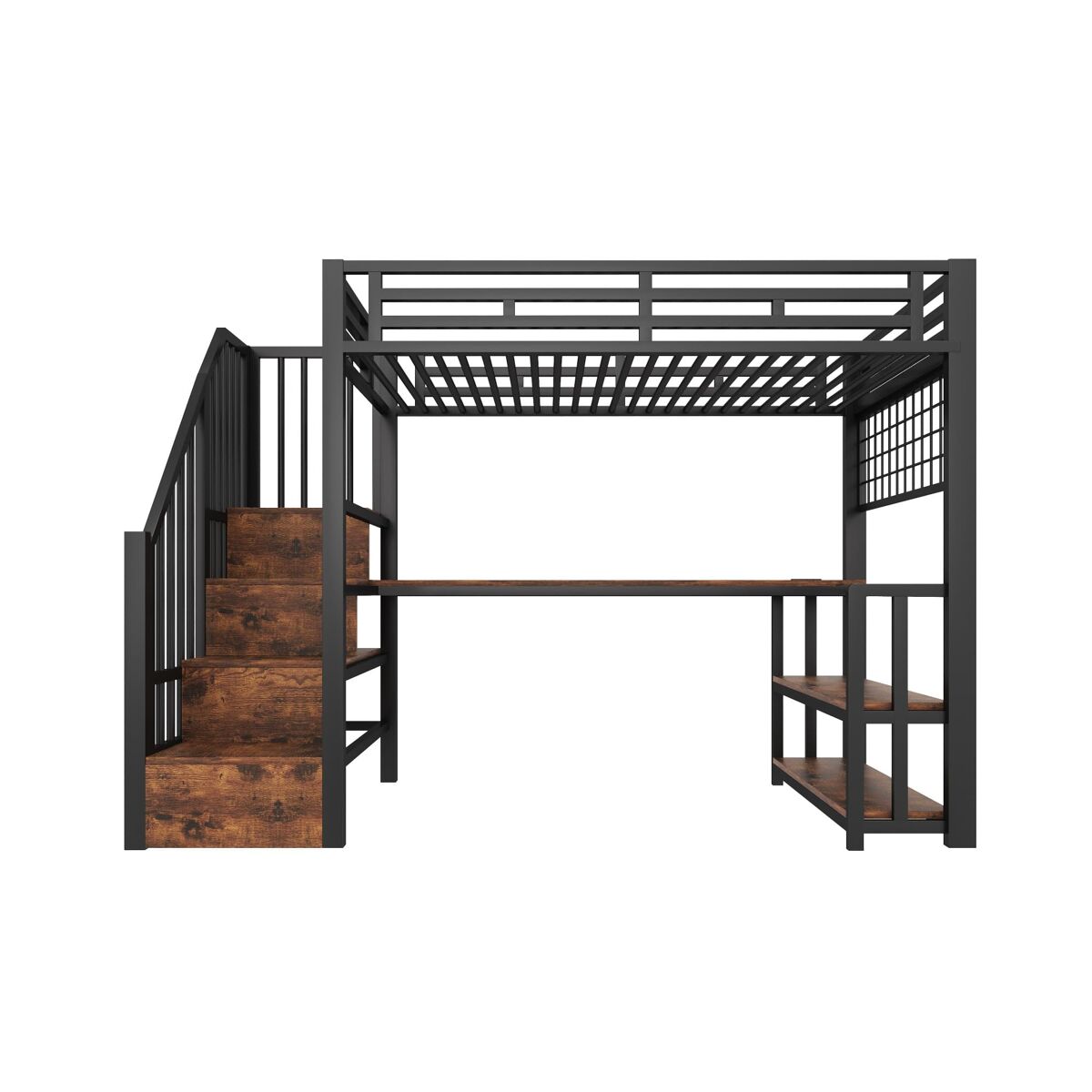 Cama alta para niños 254x95 Negro