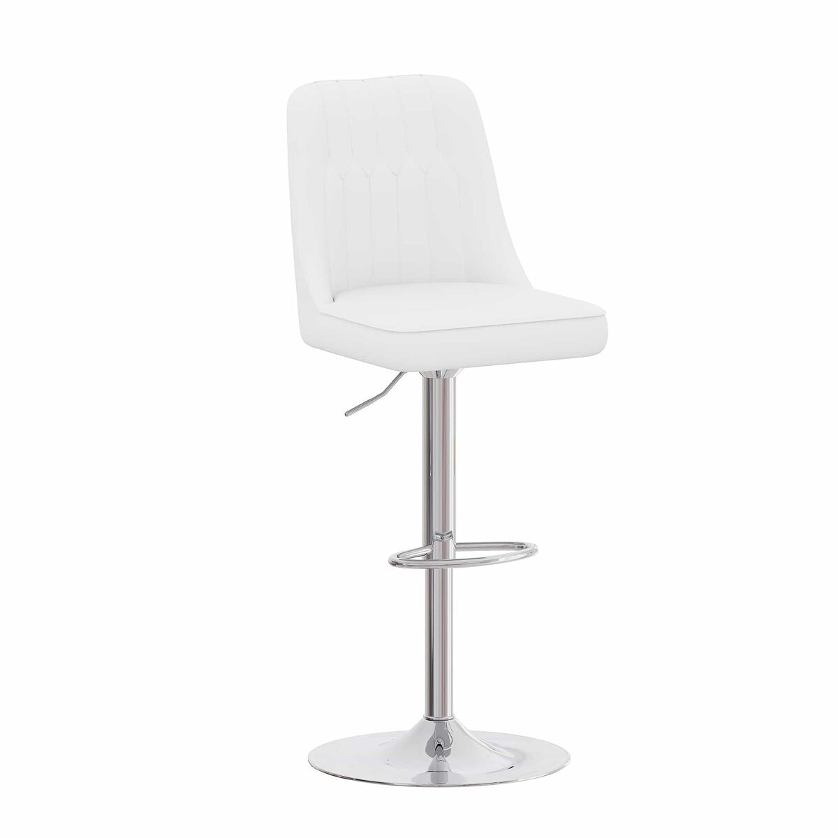 Taburetes de bar ajustables 2 unidades - giratorios 360°, respaldo con acolchado en pu - blanco y plata