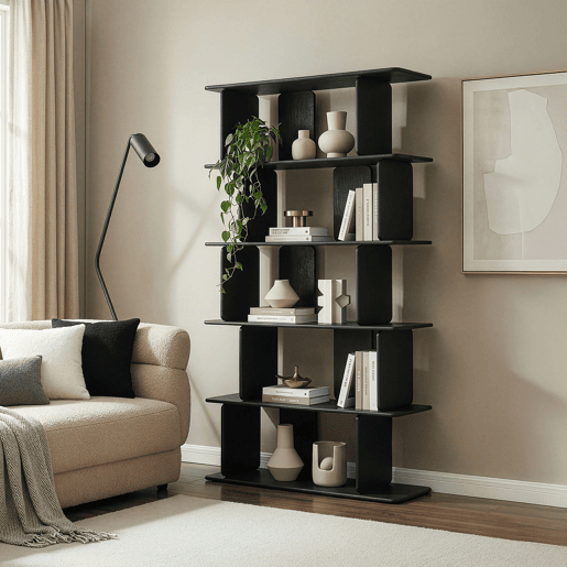 Librería Gäljami 5 compartimentos abiertos 180x100x35cm - Preto en.casa
