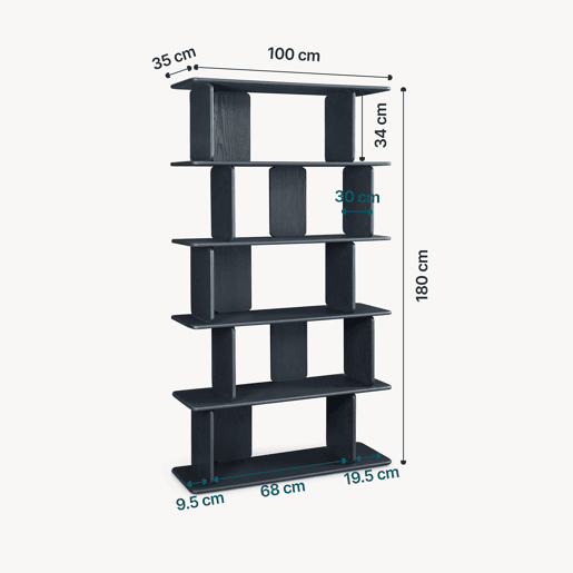 Librería Gäljami 5 compartimentos abiertos 180x100x35cm - Preto en.casa