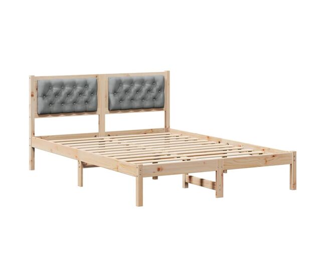 Estructura de cama matrimonial comodidad con cabecera - gris claro 140 x 190 cm