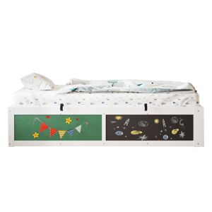Cama individual 90x200 cm - Ajustável hidraulicamente, com mesa de escrita e arrumação - Branca