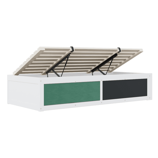 Cama individual 90x200 cm - Ajustável hidraulicamente, com mesa de escrita e arrumação - Branca