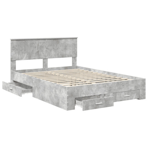 Estrutura De Cama De Casal Moderno - Cinzento 135 x 190 cm Madeira processada