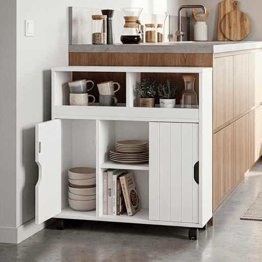 Armário multiuso nicho Fadeskimma com rodízios 72x70x20 cm Branco en.casa