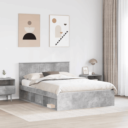 Estrutura da Cama de casal simple com cabeceira Cinza Concreto 135 x 190 cm