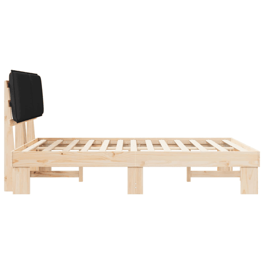 Estrutura de Cama de casal moderno com Cabeceira Estofada Preto 135 x 190 cm