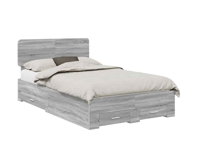 Estructura de cama matrimonial comodidad con cabecera - gris sonoma 135 x 190 cm