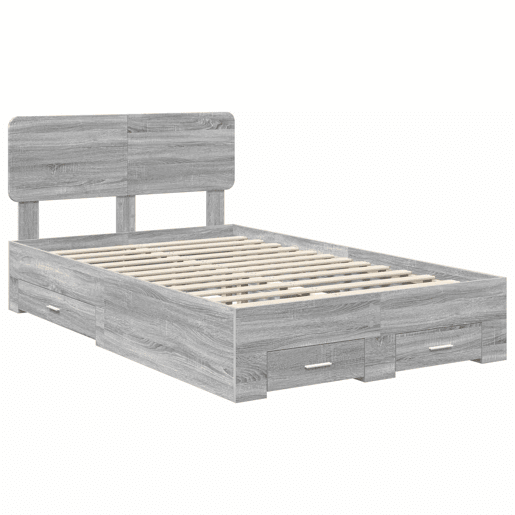Estrutura De Cama De Casal Moderno - Cinza Sonoma 135 x 190 cm Madeira processada