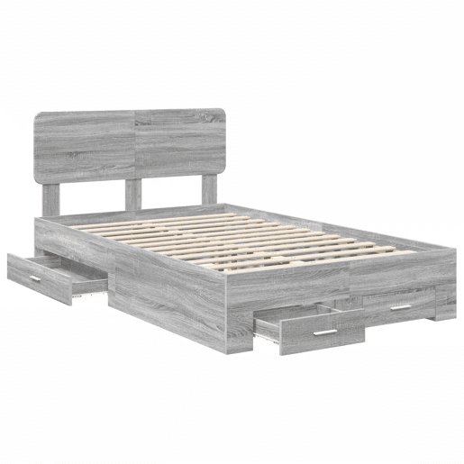 Estrutura De Cama De Casal Moderno - Cinza Sonoma 135 x 190 cm Madeira processada