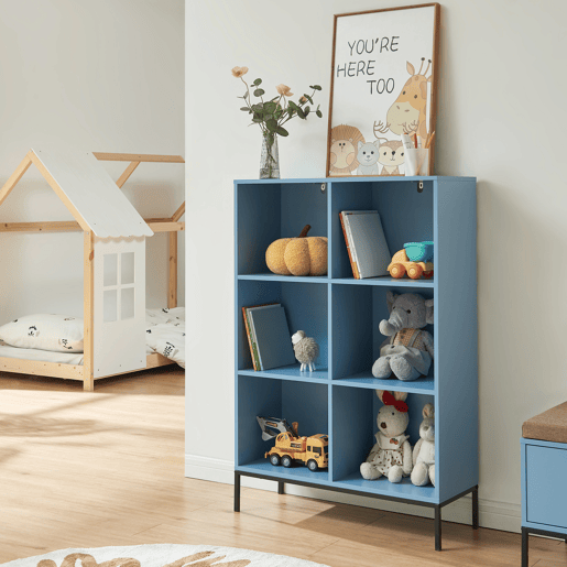 Estante Colwyn 6 compartimentos MDF 120x80x30cm - Azul en.casa