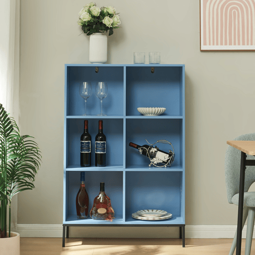 Estante Colwyn 6 compartimentos MDF 120x80x30cm - Azul en.casa