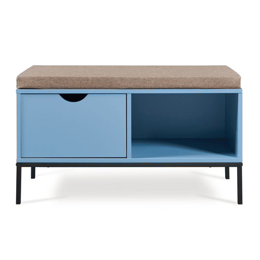 Banco Colwyn com gaveta 80x40x45 cm azulcinzento en.casa