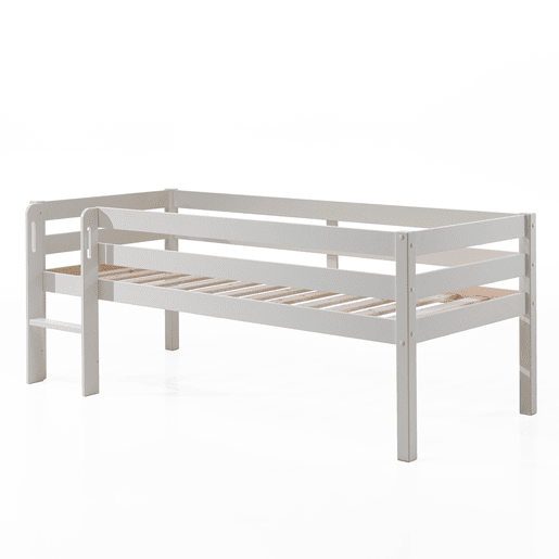 Cama de meia altura 90x200 base de ripas incluída Vipack Pino Branco