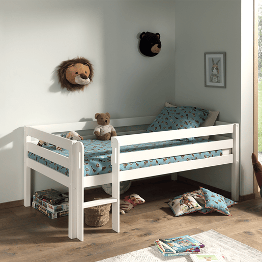 Cama de meia altura 90x200 base de ripas incluída Vipack Pino Branco