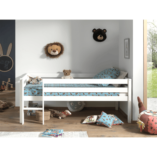 Cama de meia altura 90x200 base de ripas incluída Vipack Pino Branco