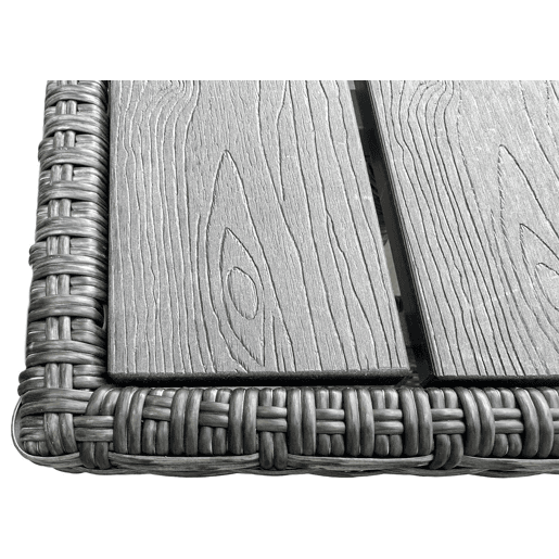 Mesa de jantar + 4 cadeiras em rattan PE. Mobiliário para jardim e pátio, rattan cinza.