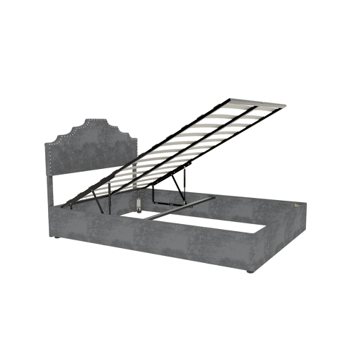 Cama estofada 140x200 - cabeceira macia e confortável, arrumação com pistão pneumático - cinzento