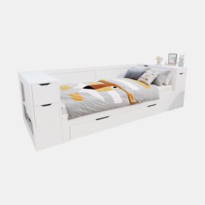 Cama infantil 90x190 cm - multifuncional com gavetas e espaço de armazenamento - branco