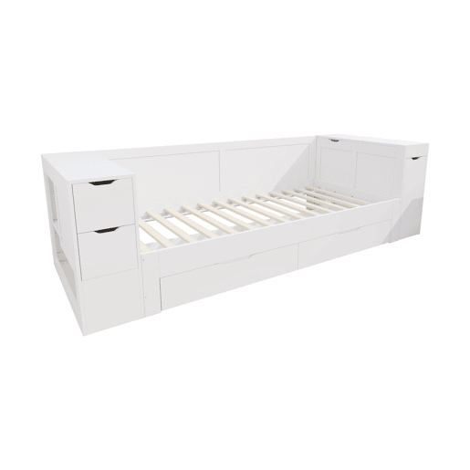 Cama infantil 90x190 cm - multifuncional com gavetas e espaço de armazenamento - branco