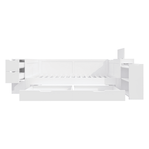 Cama infantil 90x190 cm - multifuncional com gavetas e espaço de armazenamento - branco