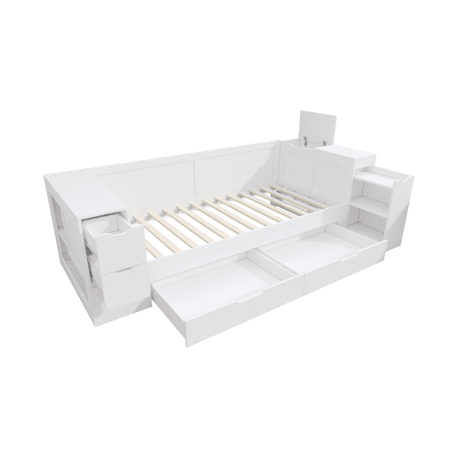 Cama infantil 90x190 cm - multifuncional com gavetas e espaço de armazenamento - branco