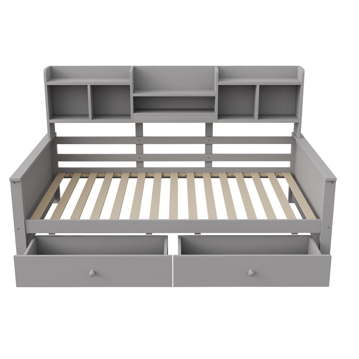 sofa cama 90x200 - con cajones y estantes somier cama individual juvenil - gris