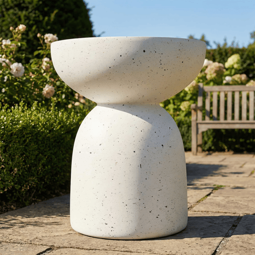 Mesa auxiliar para exterior - leve e prática, estilo moderno - Terrazzo branco