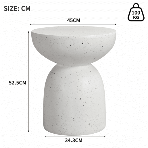 Mesa auxiliar para exterior - leve e prática, estilo moderno - Terrazzo branco