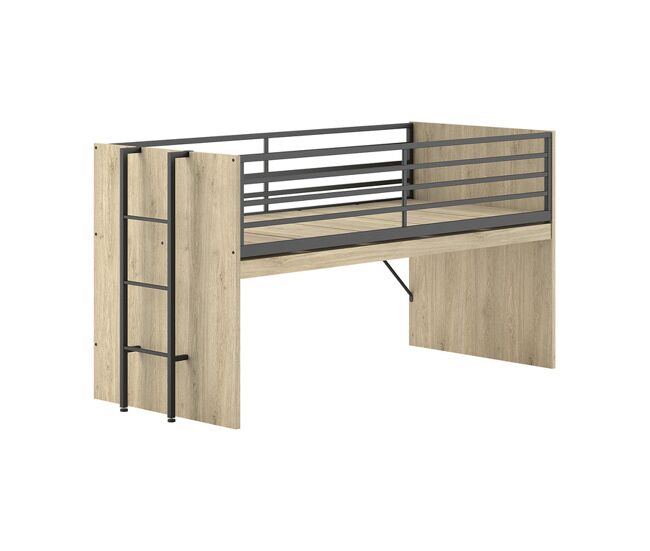 Cama de media altura 90x200 con somier vipack sam madera