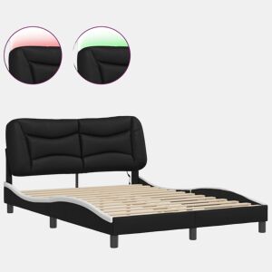 Estrutura de Cama de casal moderno com LED - 140x200cm pretobranco