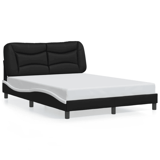 Estrutura de Cama de casal moderno com LED - 140x200cm pretobranco