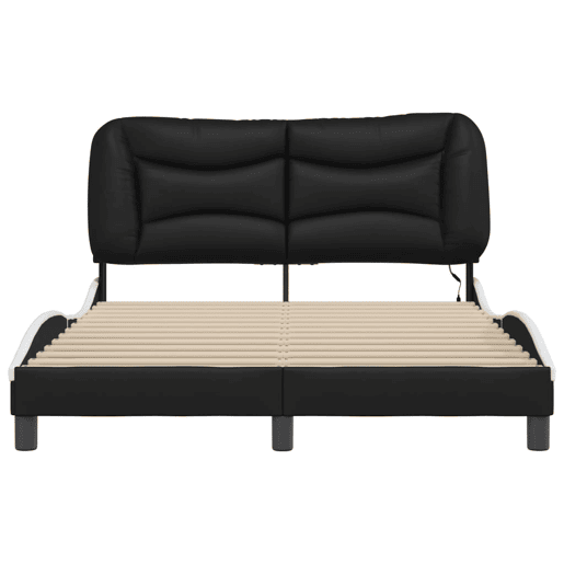 Estrutura de Cama de casal moderno com LED - 140x200cm pretobranco