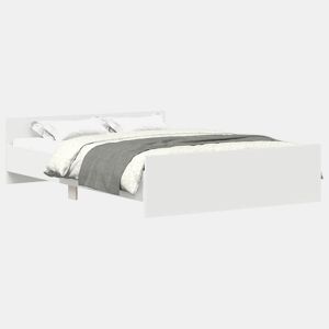 Estrutura de Cama de casal para adultos com cabeceira e pés 135x190 cm branco