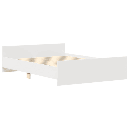 Estrutura de Cama de casal para adultos com cabeceira e pés 135x190 cm branco