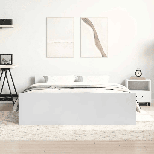 Estrutura de Cama de casal para adultos com cabeceira e pés 135x190 cm branco