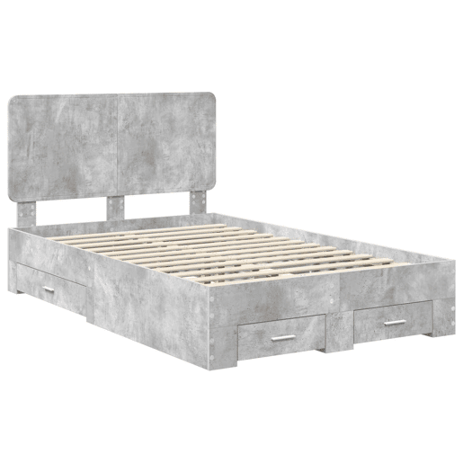 Estrutura De Cama De Casal Moderno - Cinzento 135 x 190 cm Madeira processada