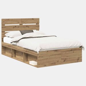 Estrutura de cama de casal moderno com cabeceira - Carvalho Artesanal 135 x 190 cm